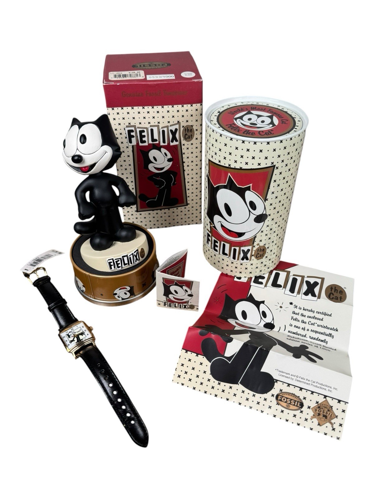 Vintage Felix the Cat Fossil Watch 593 of 5000 Made With Bobblehead NEW LI-1642 Vintage Felix the Cat Fossil Watch 593 of 5000 Made With Bobblehead NEW LI-1642