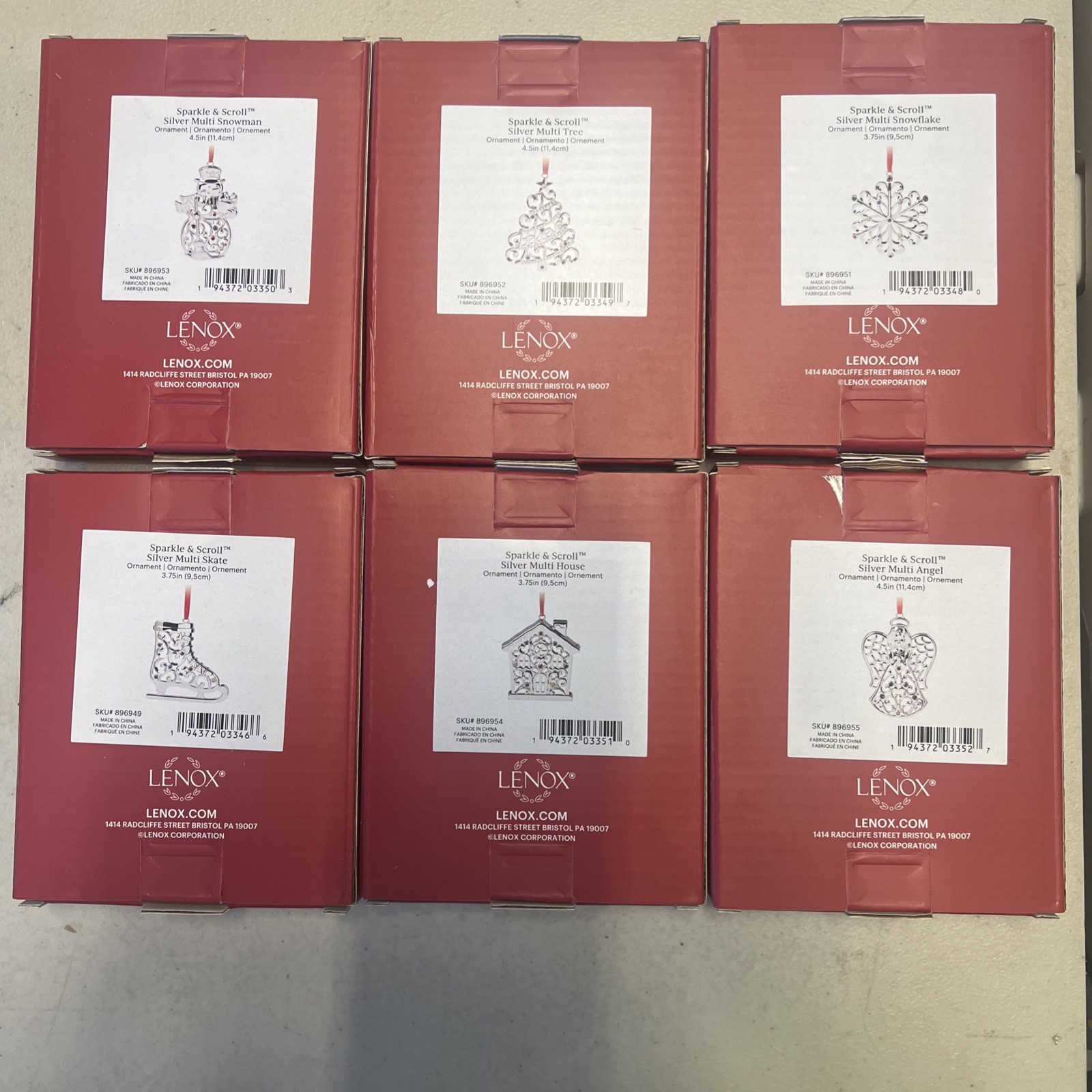 Lot 6 Lenox Sparkle and Scroll Silver Multi Christmas Ornaments New Lot 6 Lenox Sparkle and Scroll Silver Multi Christmas Ornaments New