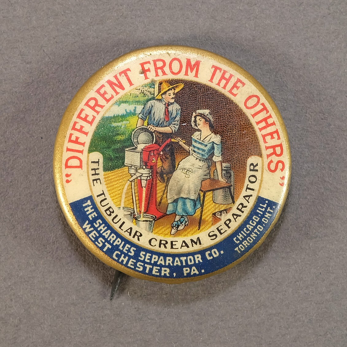 Early-1900s Sharples Cream Separator Co. Advertising Celluloid Pinback Button Early-1900s Sharples Cream Separator Co. Advertising Celluloid Pinback Button