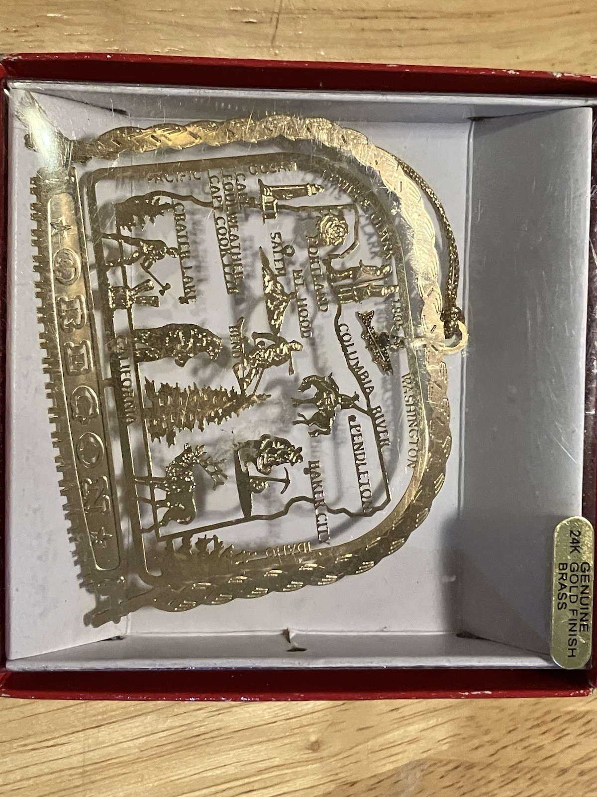 Nations Treasures Oregon State Brass Christmas Tree Ornament 24K Gold Finish Nations Treasures Oregon State Brass Christmas Tree Ornament 24K Gold Finish