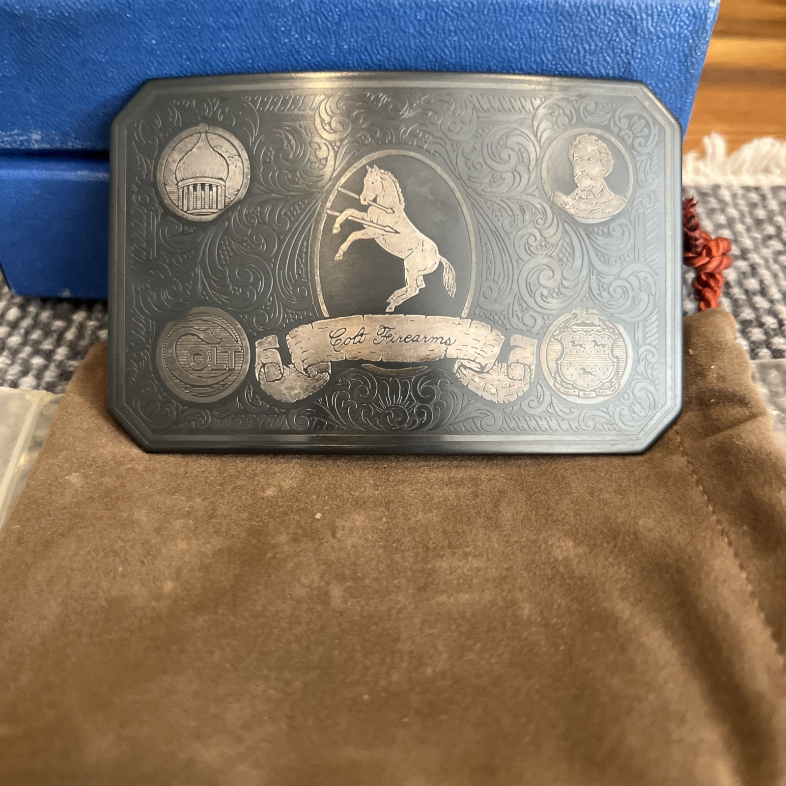 Rampant Colt Firearms Vintage Belt Buckle by Aurum Etchings [ca. 1990s]