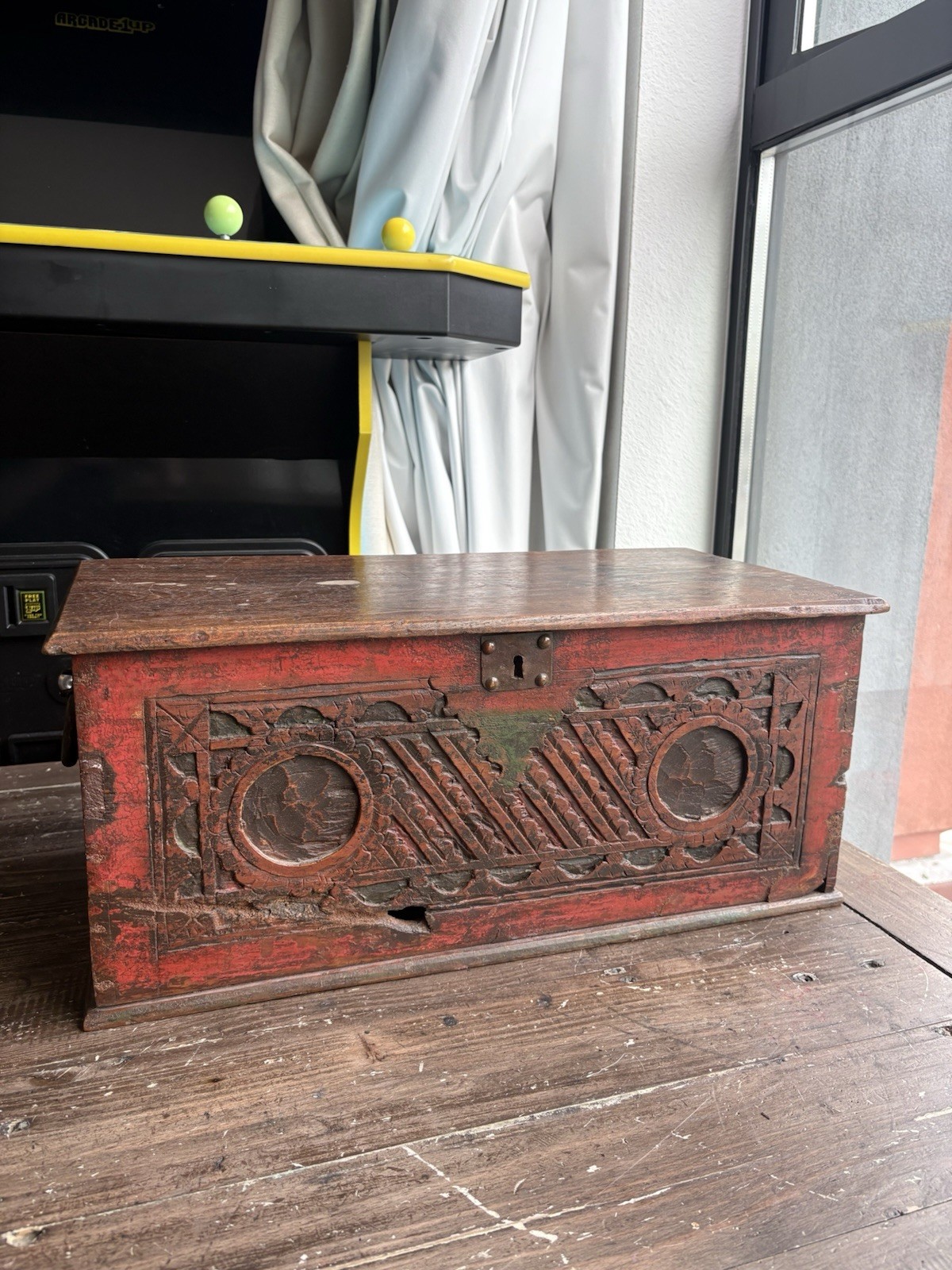 Antique Balinese Carved Wood Dowry Chest Red Painted Indonesian Storage Trunk Antique Balinese Carved Wood Dowry Chest Red Painted Indonesian Storage Trunk