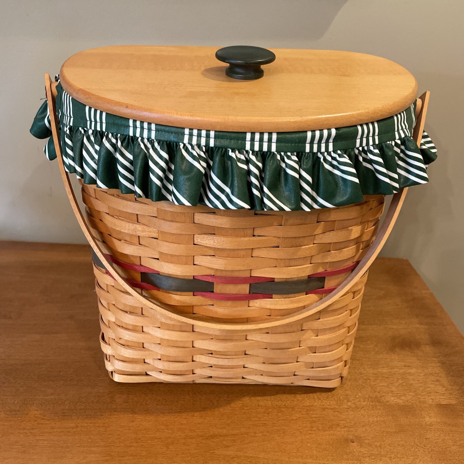 Vintage Longaberger 1998 Holiday Hostess Basket Lid Fabric Plastic Liners Hangs Vintage Longaberger 1998 Holiday Hostess Basket Lid Fabric Plastic Liners Hangs