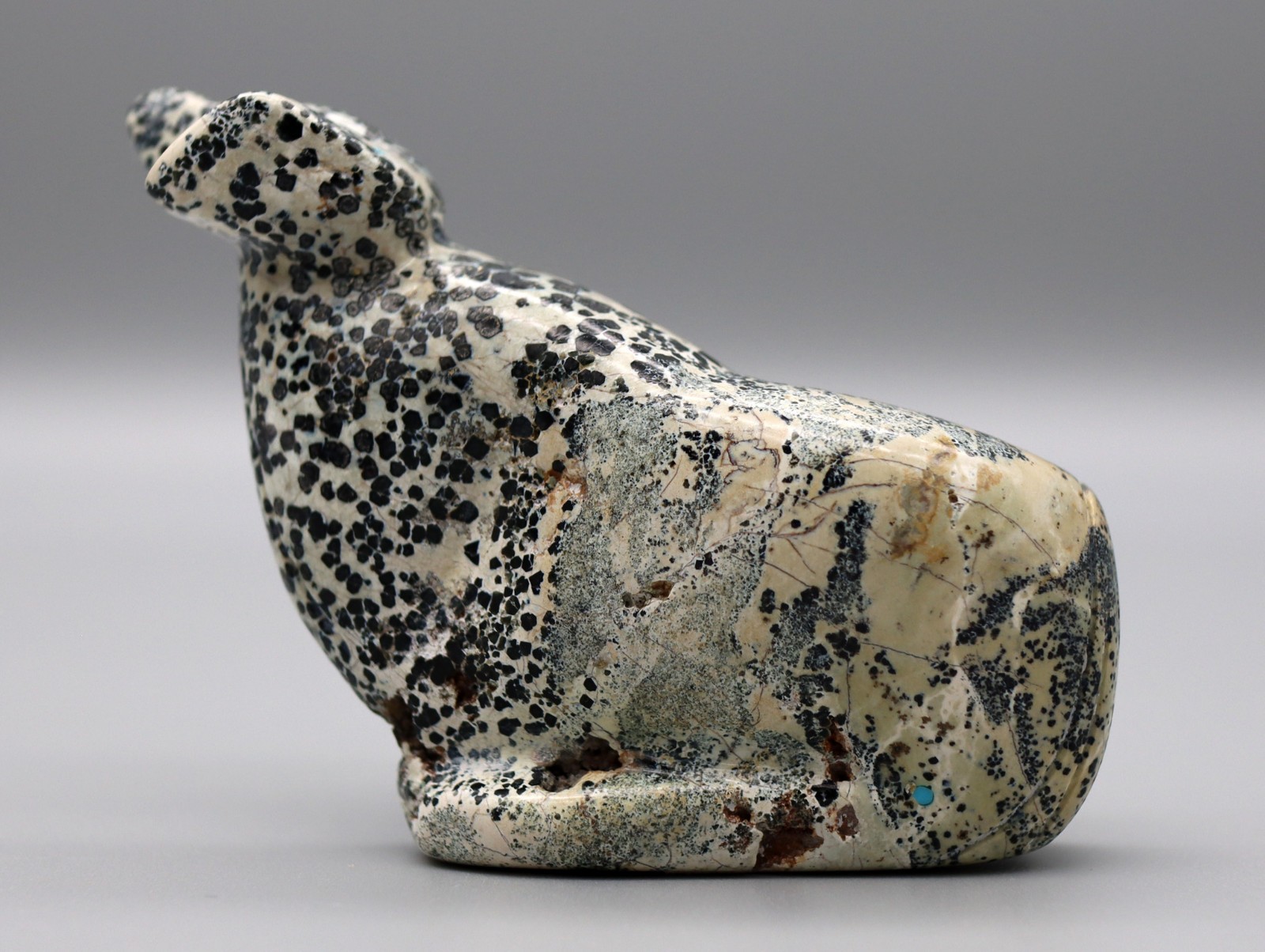 Unsigned Serpentine Whale Fetish Possibly by Zuni-Hawaiian Carver Keli'i Eli