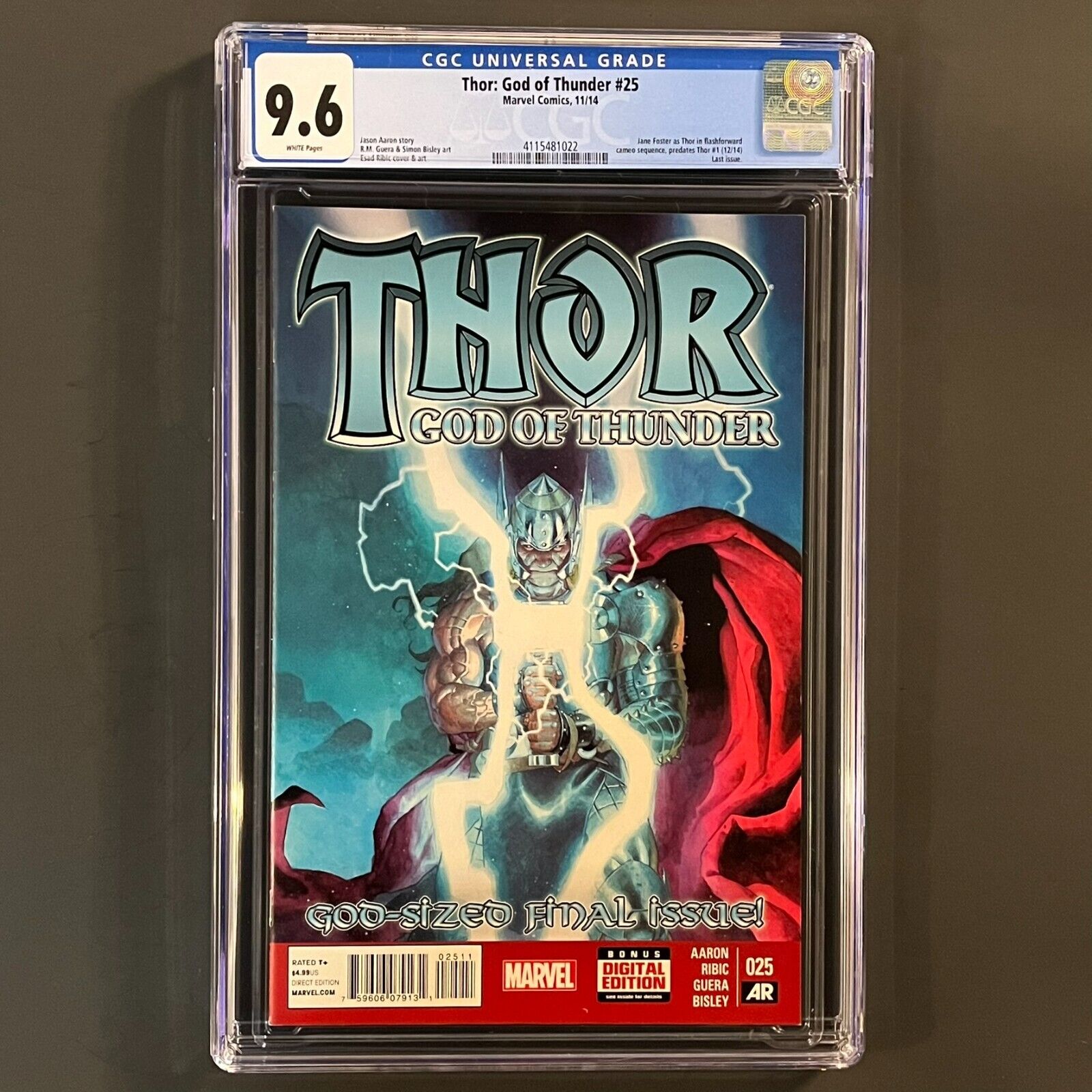 Thor God of Thunder 25 CGC 9.6 1st cameo of Jane Foster as Thor Marvel 2014