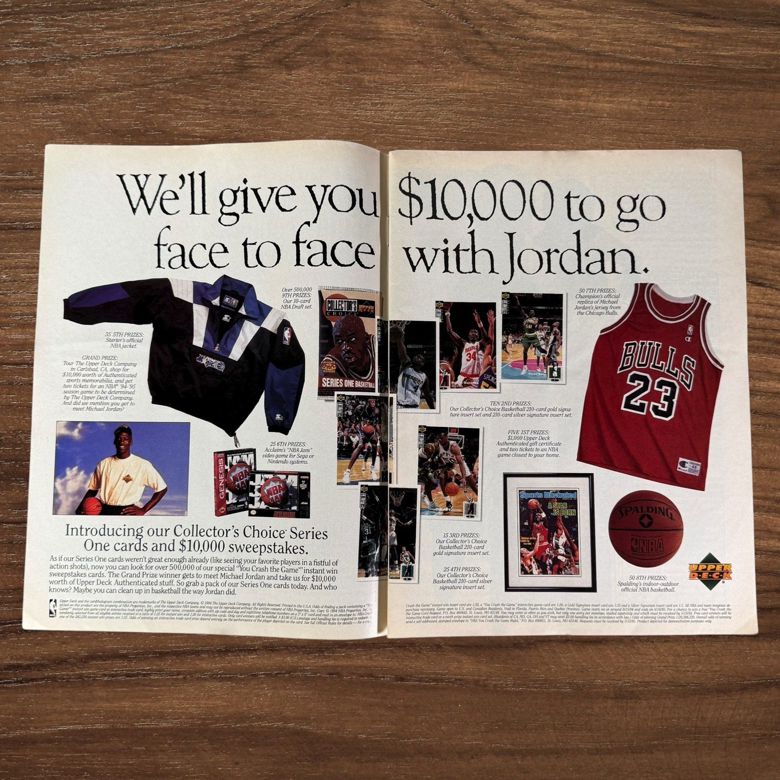 Vintage 1994 Upper Deck Basketball Ad Michael Jordan Bulls Starter Jacket 2-Page Vintage 1994 Upper Deck Basketball Ad Michael Jordan Bulls Starter Jacket 2-Page