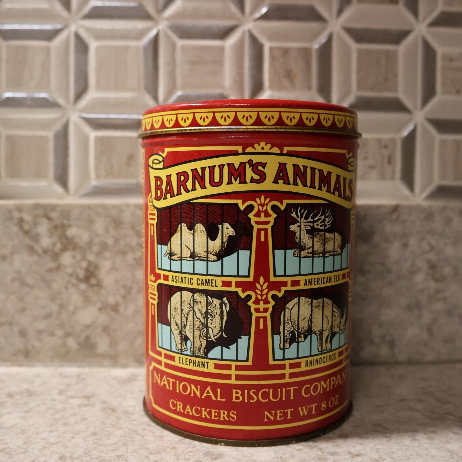 Vintage 1979 NABISCO Barnum’s Circus Animal Crackers Tin Can Empty 1914 Replica