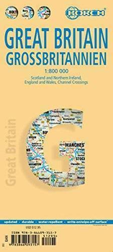 GREAT BRITAIN ROAD MAP LAMINATED 1:800 000 Borch Scotland Wales London Dry-Erase GREAT BRITAIN ROAD MAP LAMINATED 1:800 000 Borch Scotland Wales London Dry-Erase