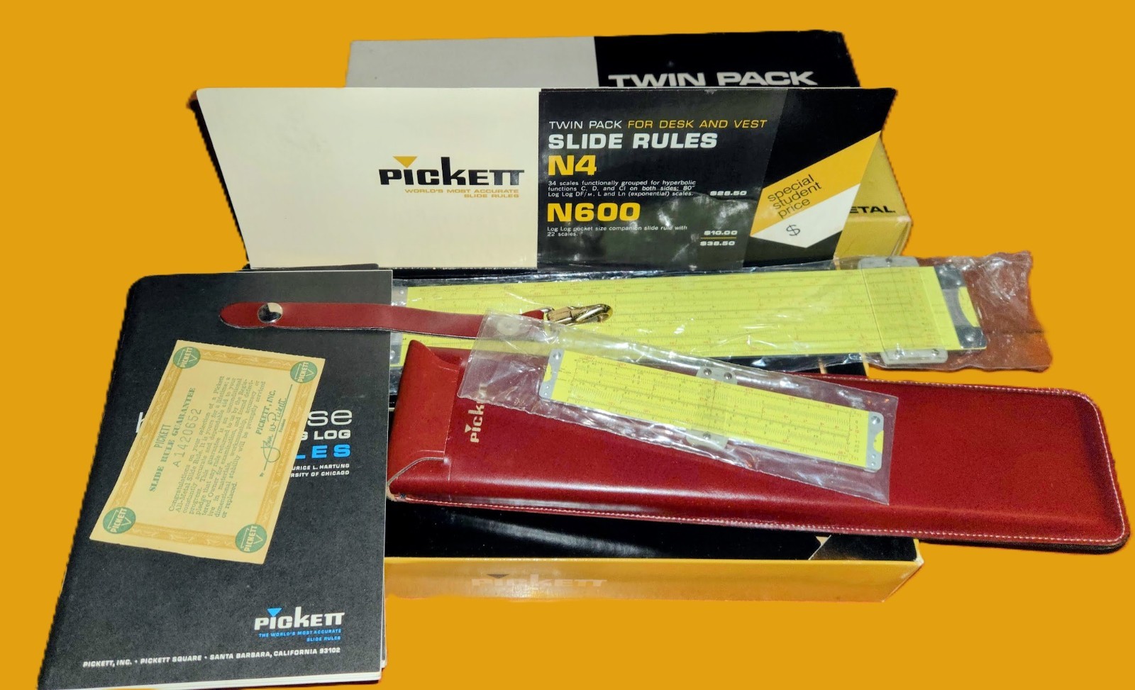 Pickett Twin Pack All-Metal Slide Rules N600 ES & N4 ES NOS Picket Slide Rule Pickett Twin Pack All-Metal Slide Rules N600 ES & N4 ES NOS Picket Slide Rule