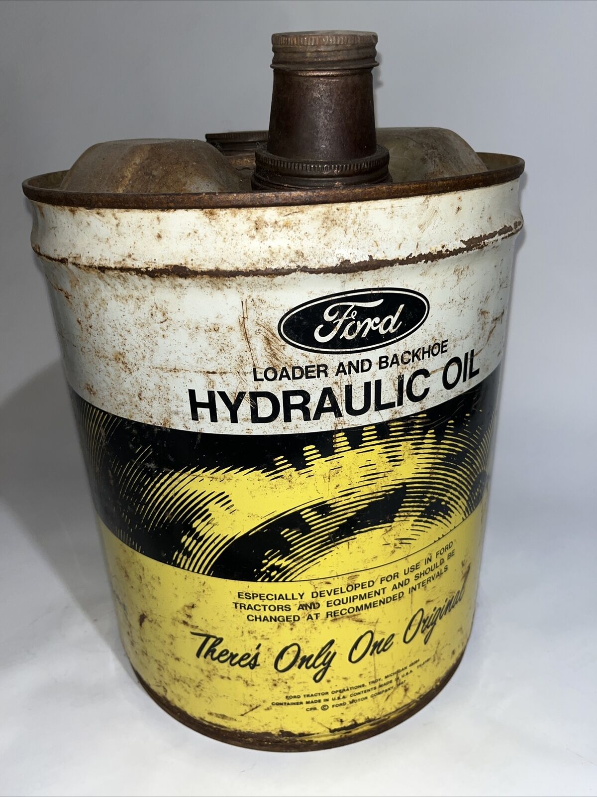 A 1967 Ford Loader And Backhoe Hydraulic Oil Can 5 U.S. Gallons M-2C48-A