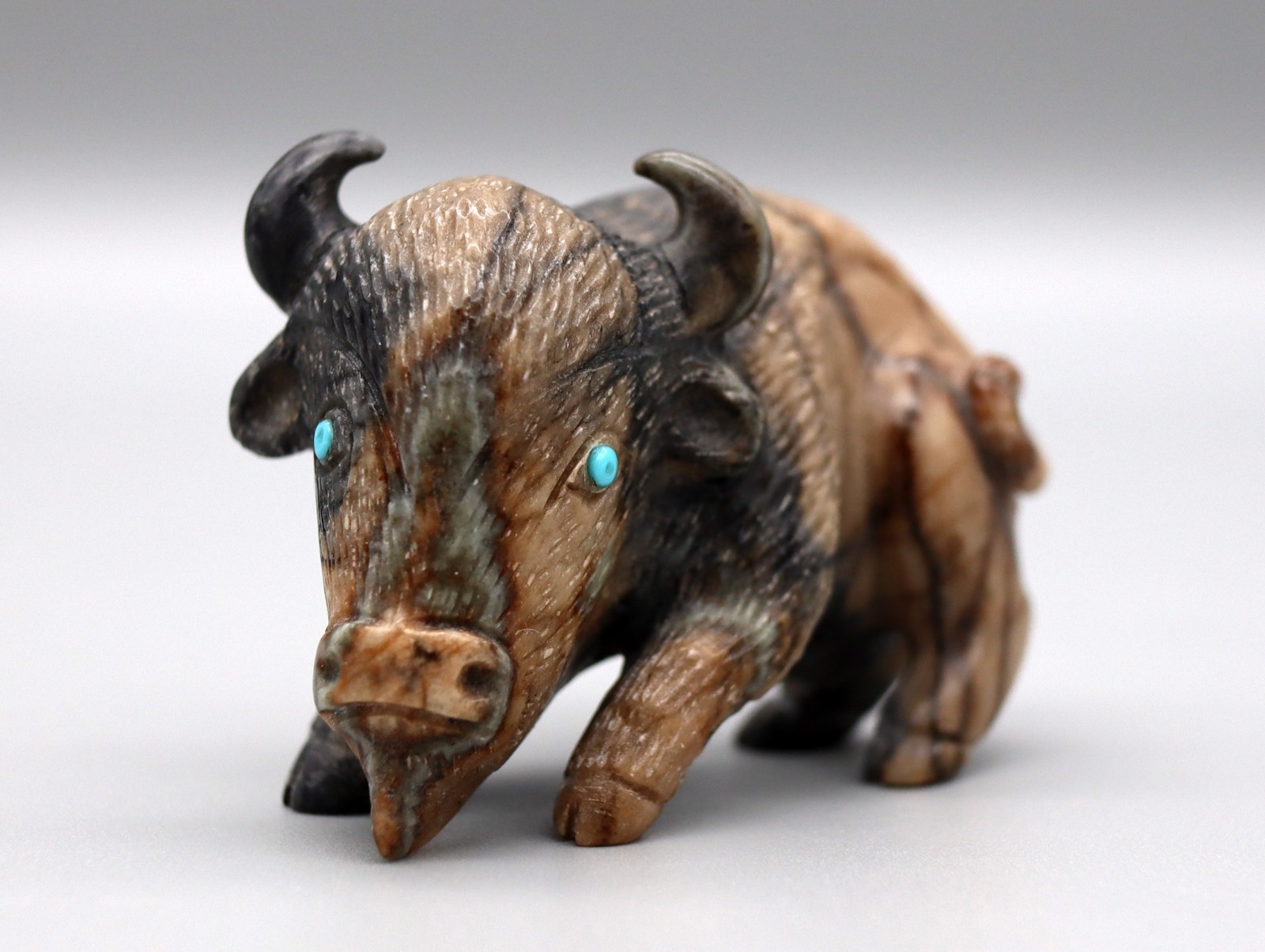 Fabian Cheama (d) Picasso Marble Zuni American Bison/Buffalo Fetish Fabian Cheama (d) Picasso Marble Zuni American Bison/Buffalo Fetish