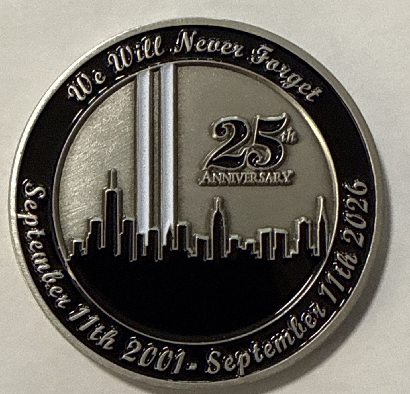 FBI 9/11 Twin Towers 25th Anniversary Challenge Coin FBI 9/11 Twin Towers 25th Anniversary Challenge Coin