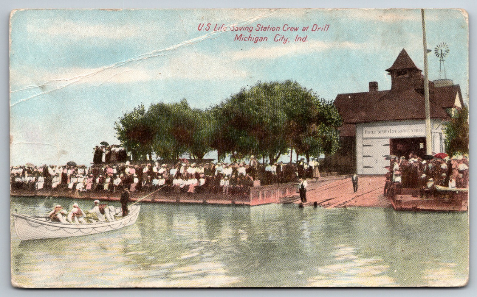 US Lifesaving Station Crew at Drill Michigan City Indiana Unused Postcard US Lifesaving Station Crew at Drill Michigan City Indiana Unused Postcard