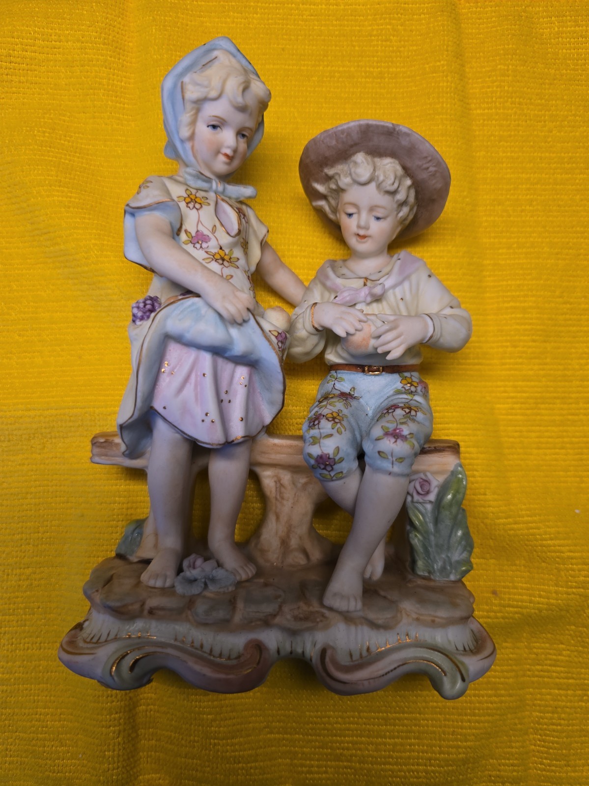 Vintage Arnart 7824 Boy Girl Harvest Bisque Porcelain Figurine Japan 1950s Vintage Arnart 7824 Boy Girl Harvest Bisque Porcelain Figurine Japan 1950s