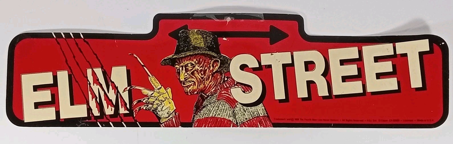 Vintage RARE Nightmare On Elm Street Freddy Krueger Novelty St. Sign Plaque 1989 Vintage RARE Nightmare On Elm Street Freddy Krueger Novelty St. Sign Plaque 1989