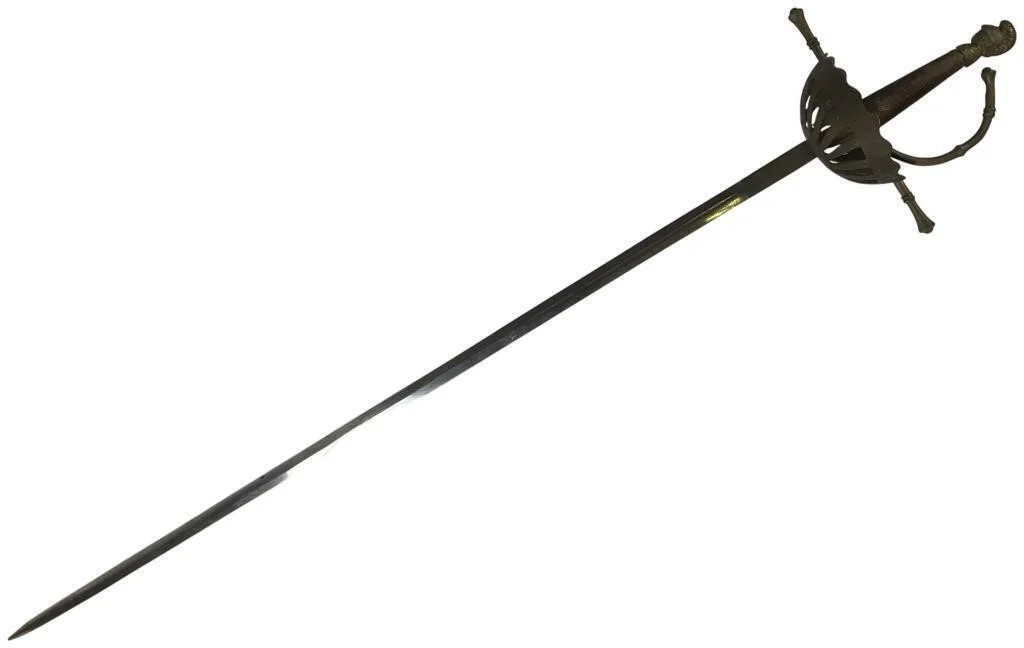 Antique 19th C Spanish Style Cup Hilt Rapier Sword 45\ Antique 19th C Spanish Style Cup Hilt Rapier Sword 45\
