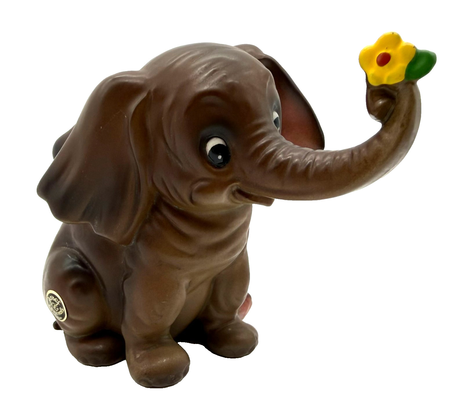 Vintage Josef Original Elephant Holding Flower Figurine Vintage Josef Original Elephant Holding Flower Figurine