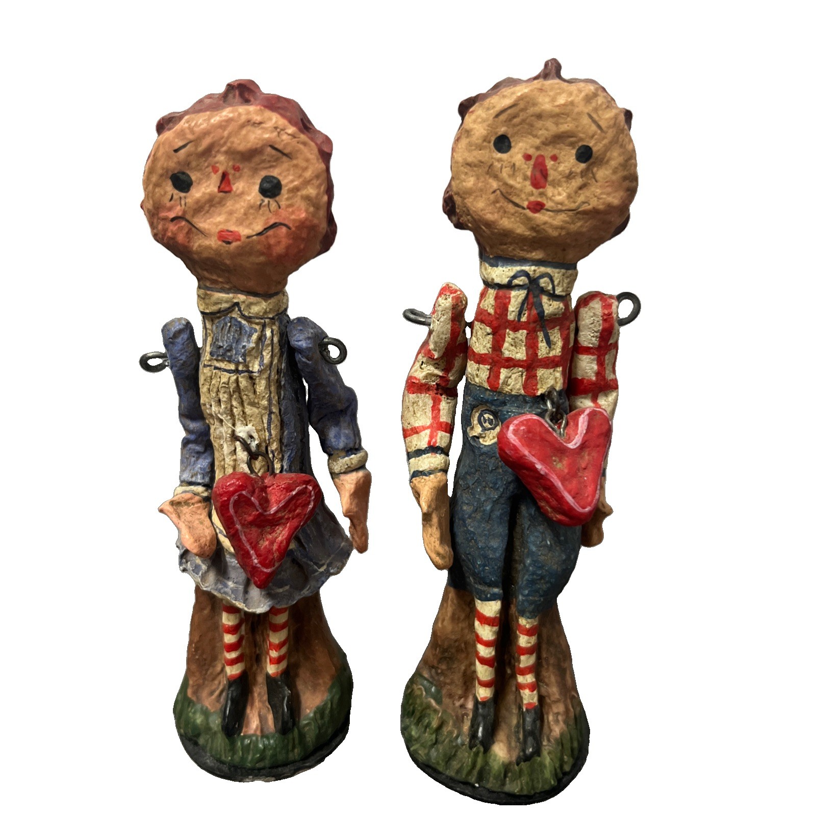 Authentic Poliwoggs Raggedy Ann & Andy Figurine Set of 2 Folk Art Whimsy Vintage Authentic Poliwoggs Raggedy Ann & Andy Figurine Set of 2 Folk Art Whimsy Vintage