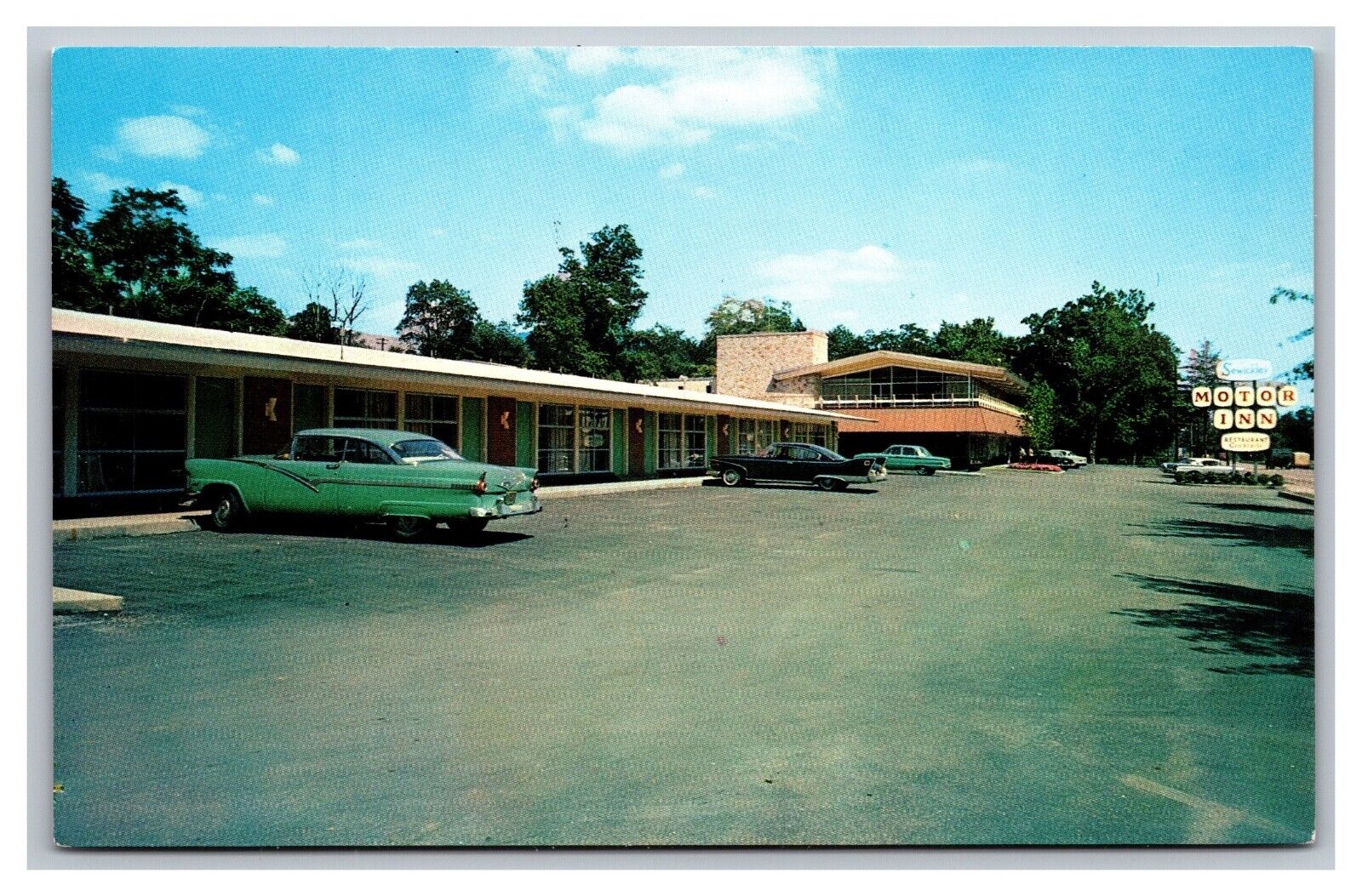 Sewickley PA Pennsylvania Sewickley Motor Inn Motel Vintage Car Chrome Postcard