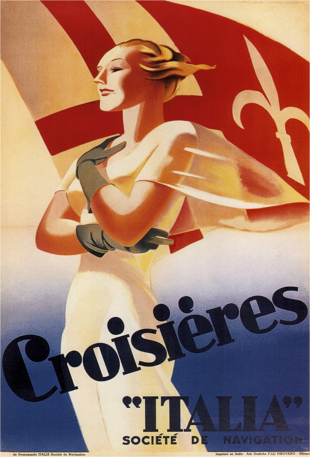 🌟 Vintage c1920s 'Croisières Italia' Art Deco Poster - 24x32” Print 🌟 🌟 Vintage c1920s 'Croisières Italia' Art Deco Poster - 24x32” Print 🌟