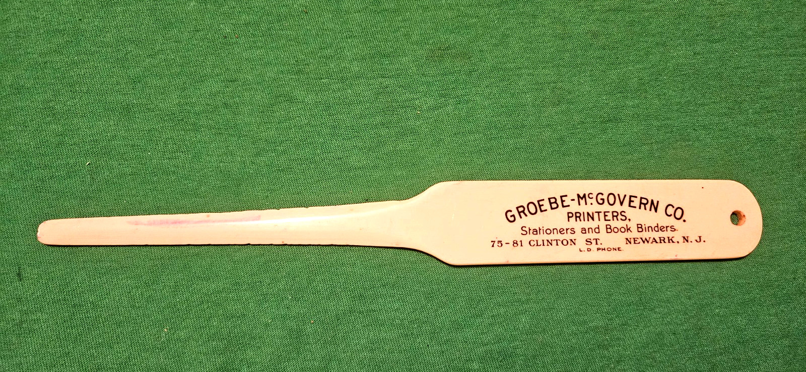Rare 1905-1915 Celluloid Groebe McGovern Printers Co Newark New Jersey Opener Rare 1905-1915 Celluloid Groebe McGovern Printers Co Newark New Jersey Opener