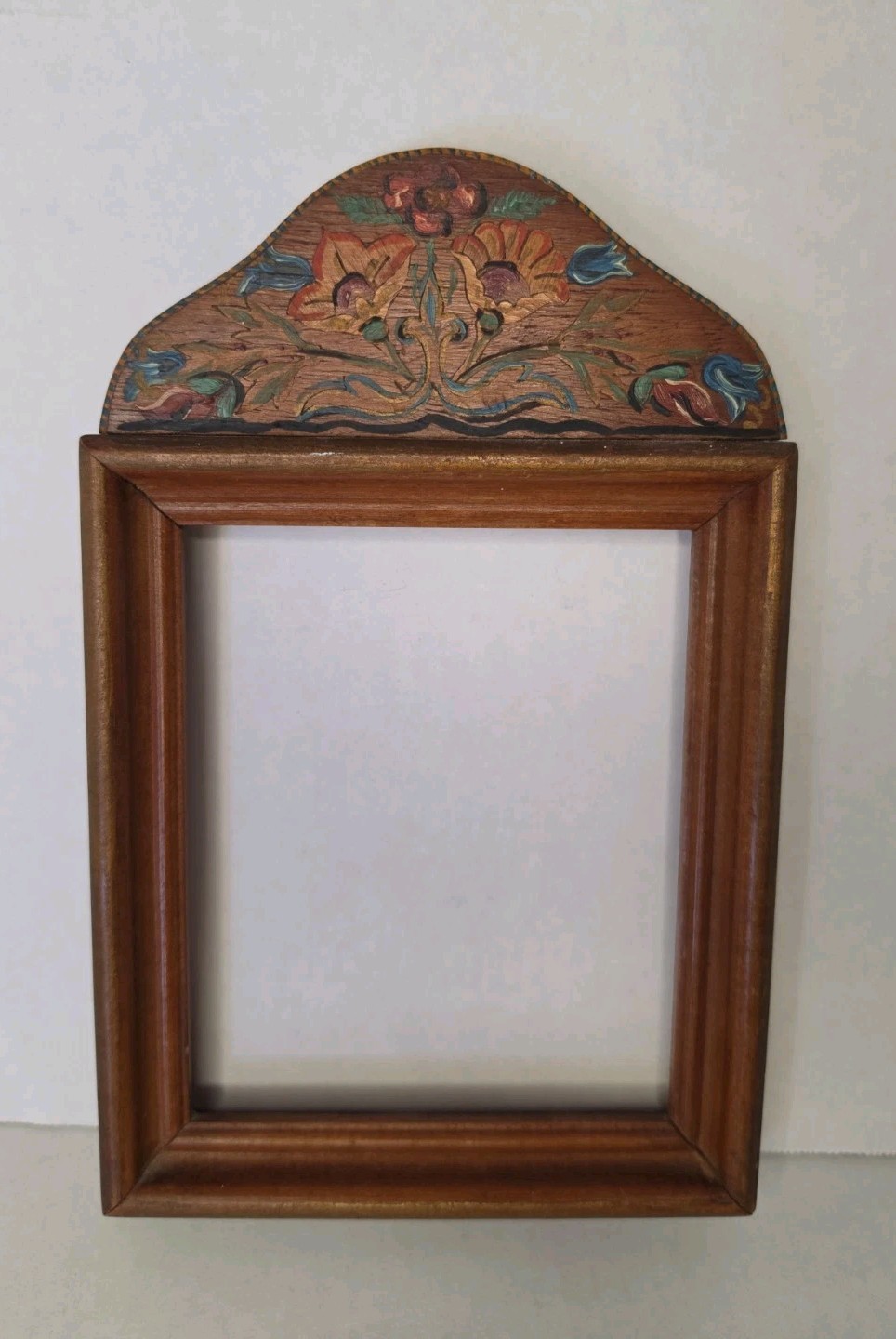 Antique Wooden Picture Frame Folk Art 8.5x5 Antique Wooden Picture Frame Folk Art 8.5x5