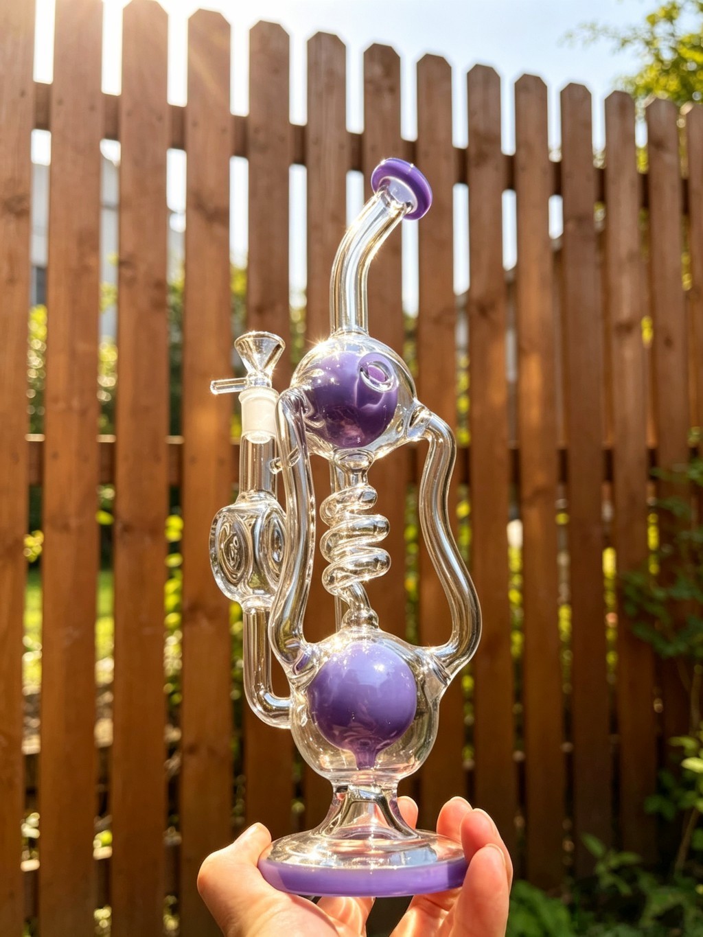 Violet Multiple Recycler rig water pipes bong Slanted mouth Water Smoking 12.9\