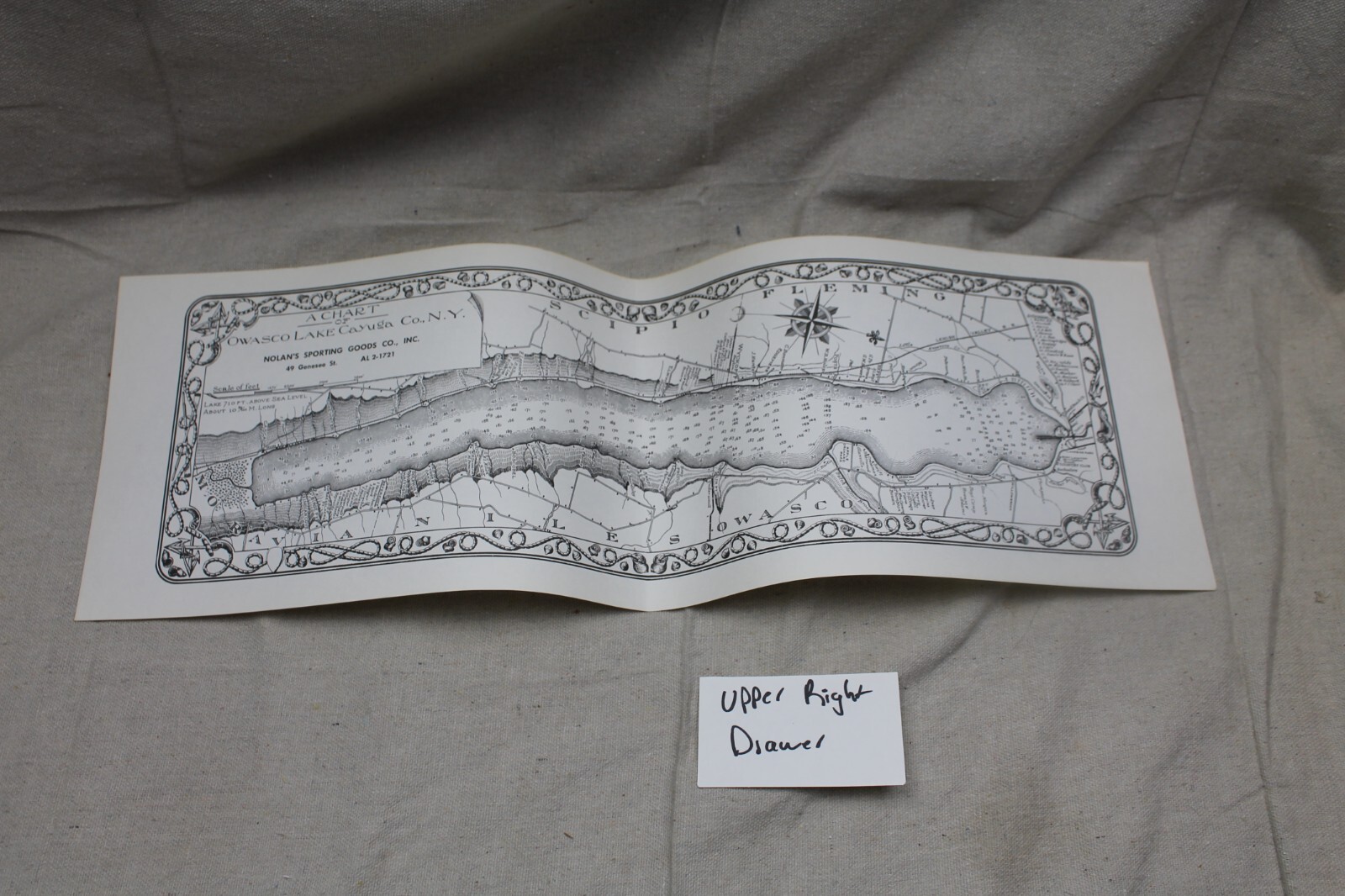 Vintage Chart of Owasco Lake Map Depths Nolan Sporting Goods 22.5\ Vintage Chart of Owasco Lake Map Depths Nolan Sporting Goods 22.5\