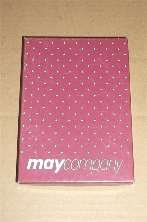 VINTAGE MAY CO. MAY\'S DEPARTMENT STORE CLEVELAND OHIO GIFT BOX ~ MAROON & WHITE