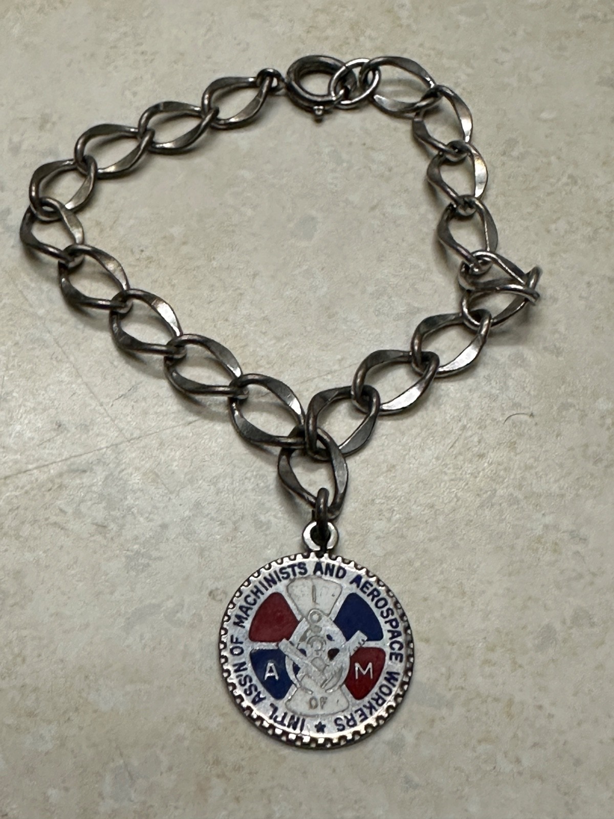 Intl Association of Machinists & Aerospace Workers Sterling Charm Bracelet Intl Association of Machinists & Aerospace Workers Sterling Charm Bracelet