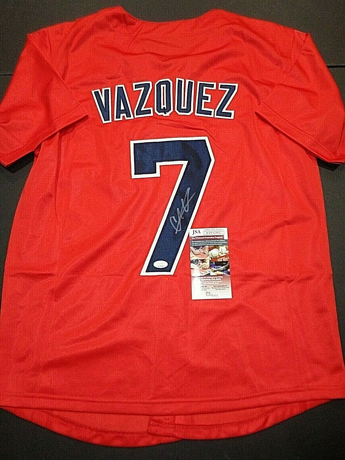 Christian Vazquez Boston Red Sox Autographed Custom Red Style Jersey coa JSA