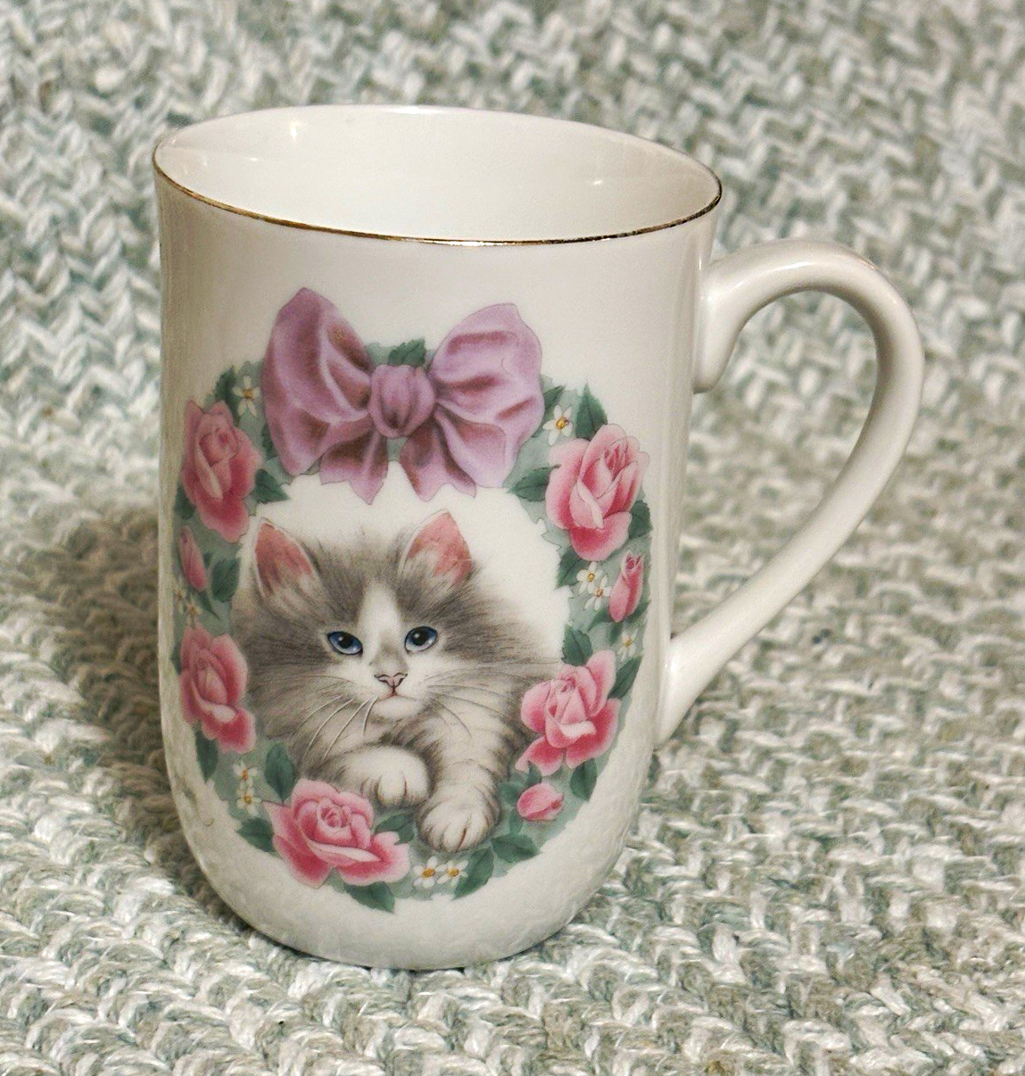Rare Otagiri Rose Princess Bob Harrison Cat Porcelain Mug Cup Japan Rare Otagiri Rose Princess Bob Harrison Cat Porcelain Mug Cup Japan
