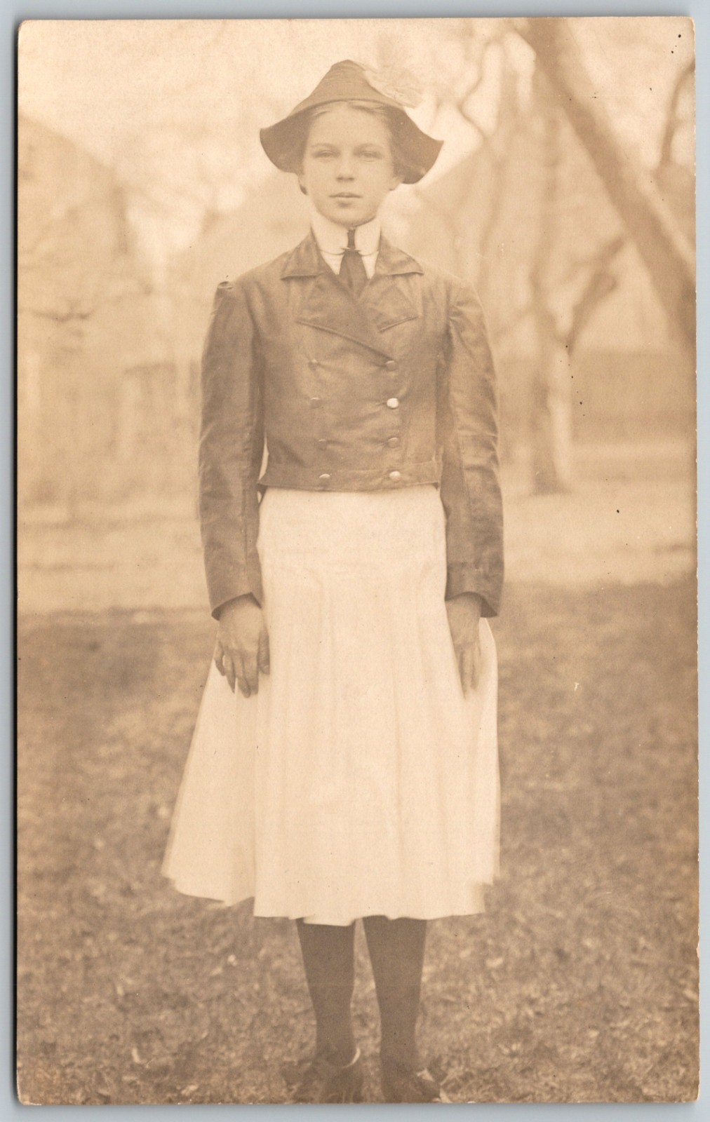 RPPC 1899 Portrait Young Classic Girl In Dress w/ Jacket ANTIQUE Postcard 10041 RPPC 1899 Portrait Young Classic Girl In Dress w/ Jacket ANTIQUE Postcard 10041