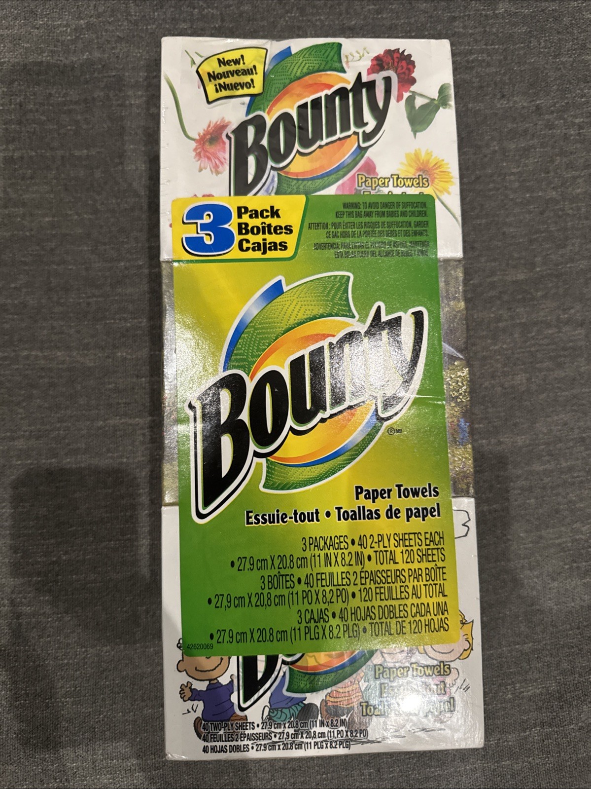 Vintage Bounty Paper Towels Peanuts Charlie Brown Snoopy 1 Box Two-Ply Sheets Vintage Bounty Paper Towels Peanuts Charlie Brown Snoopy 1 Box Two-Ply Sheets