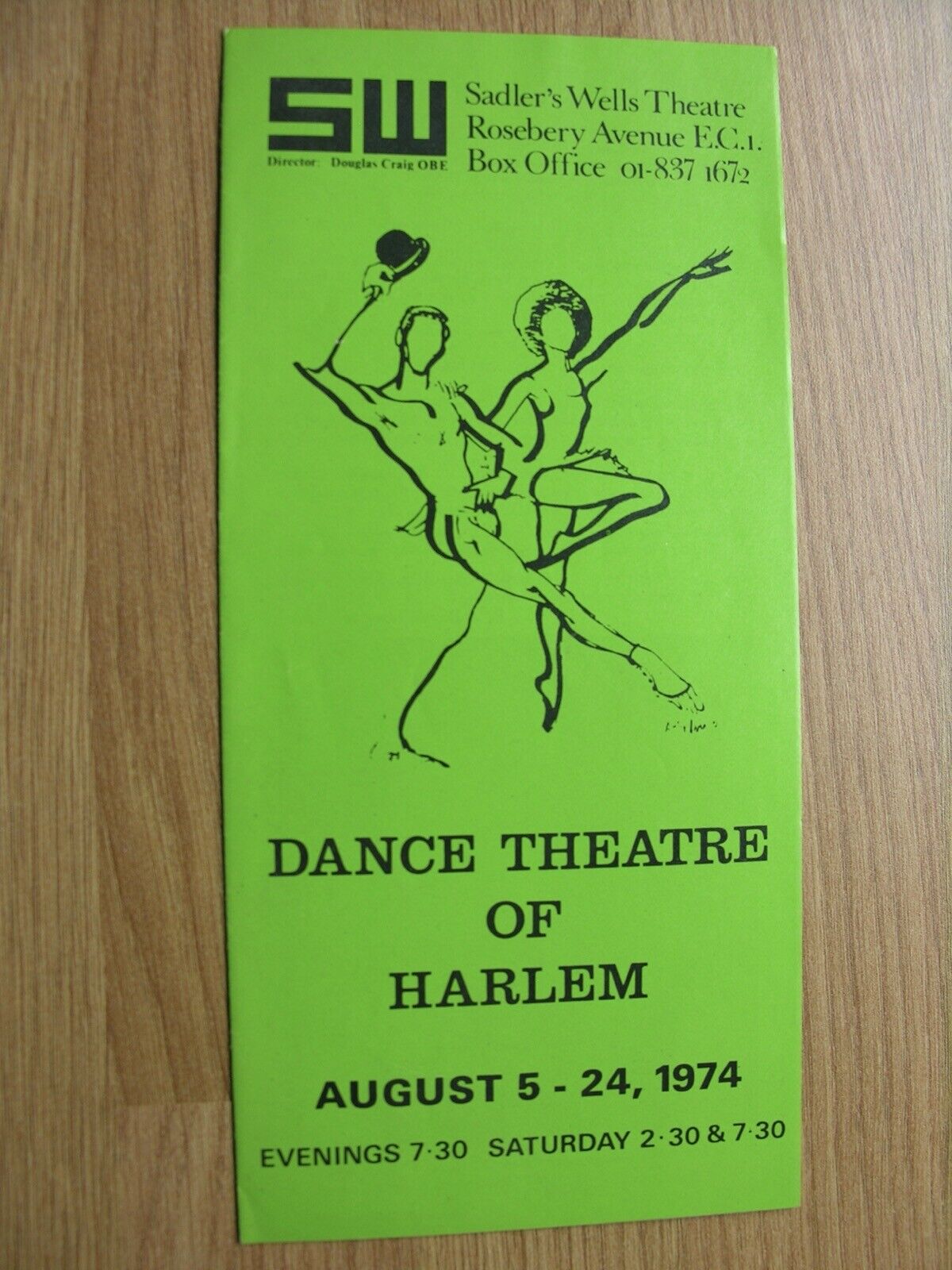 1974 DANCE THEATRE OF HARLEM Arthur Mitchell Booking Form Sadler’s Wells Theatre