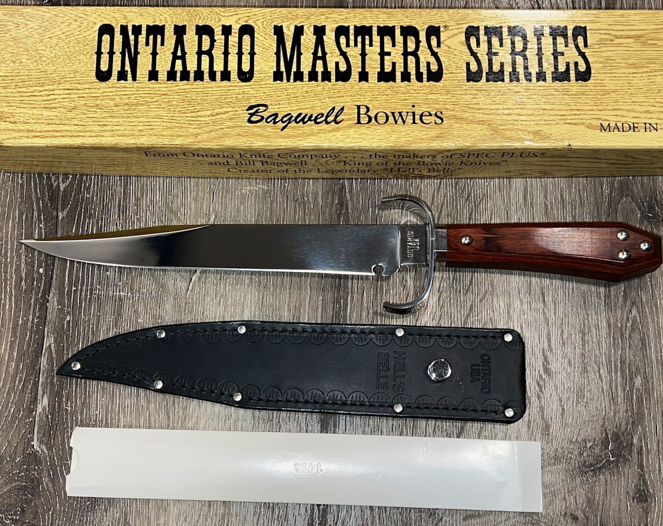Rare Ontario Masters Series Bill Bagwell HELL'S BELLE Bowie Knife - Mint Box Set