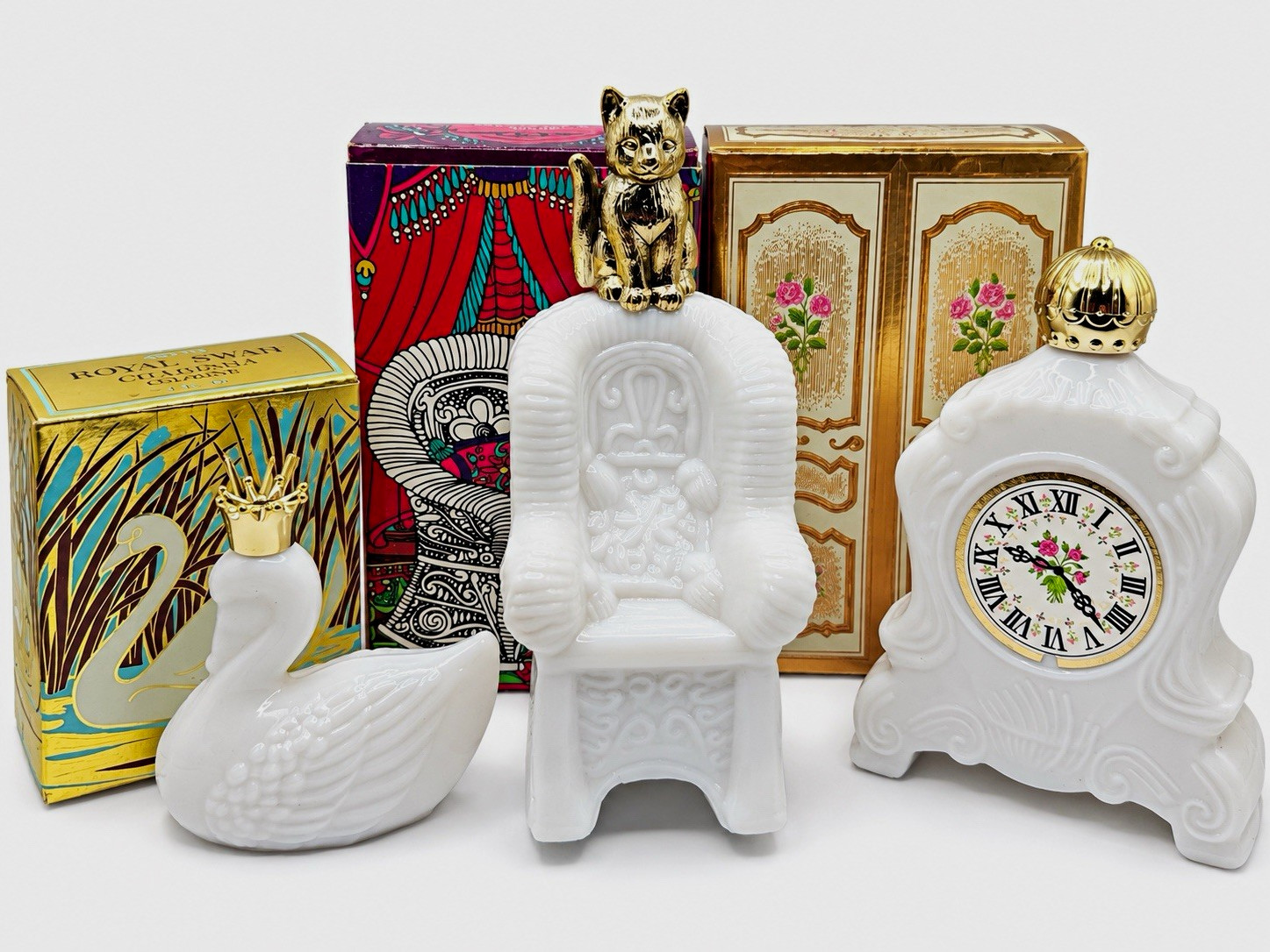 Vintage Avon Milk Glass Perfume Bottles Lot of 3 NOS Full w/ Original Boxes
