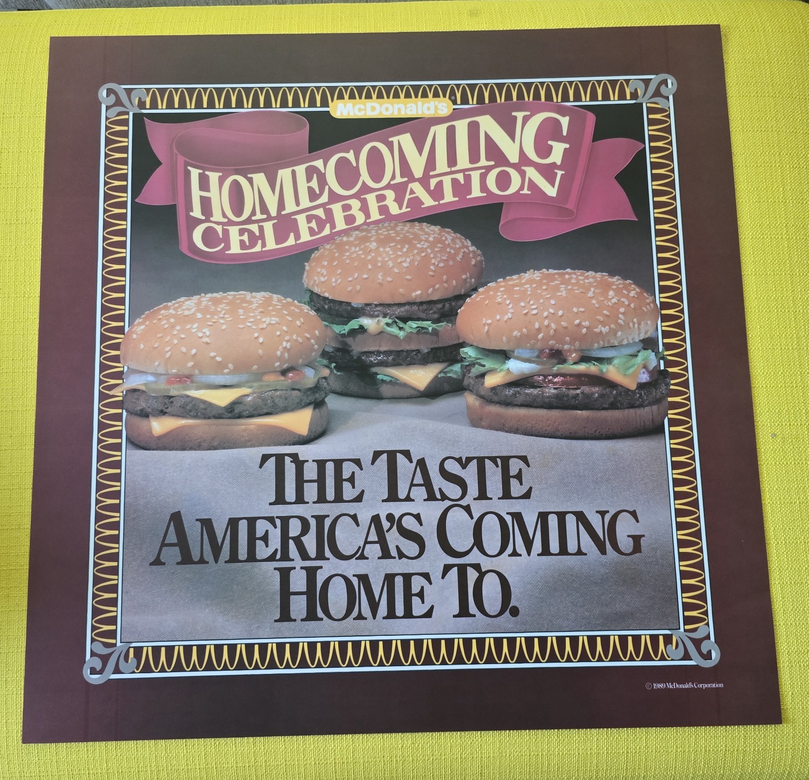 1989 vintage McDonald\'s Translite Sign HOMECOMING CELEBRATION 21.75\
