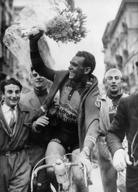 Belgian cyclist Rik Van Steenbergen waves the traditional bouqu- 1954 Old Photo Belgian cyclist Rik Van Steenbergen waves the traditional bouqu- 1954 Old Photo