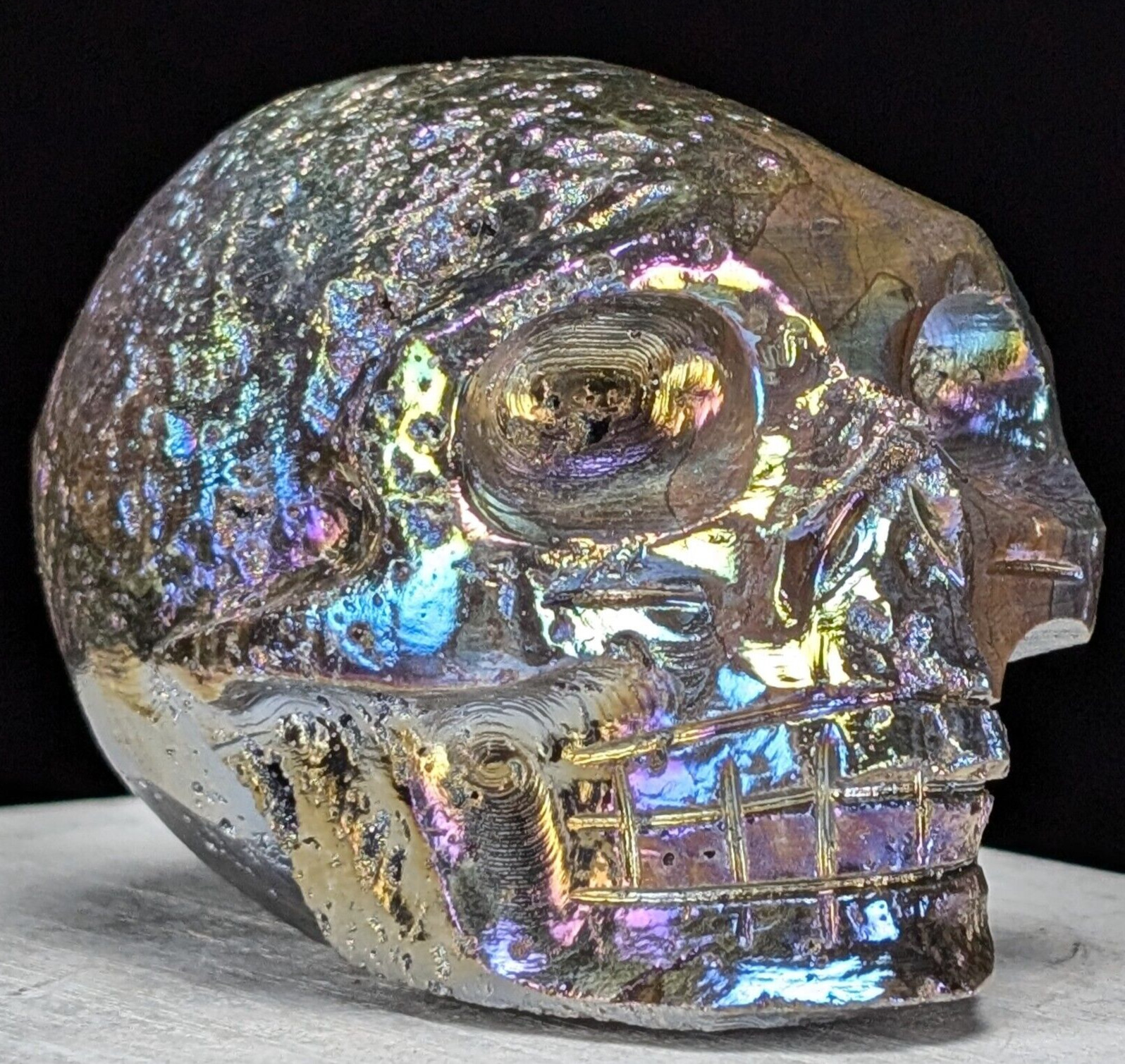 Sphalerite Skull Carving Aura Coated Large Big Crystal Chakra Gemstone Sphalerite Skull Carving Aura Coated Large Big Crystal Chakra Gemstone