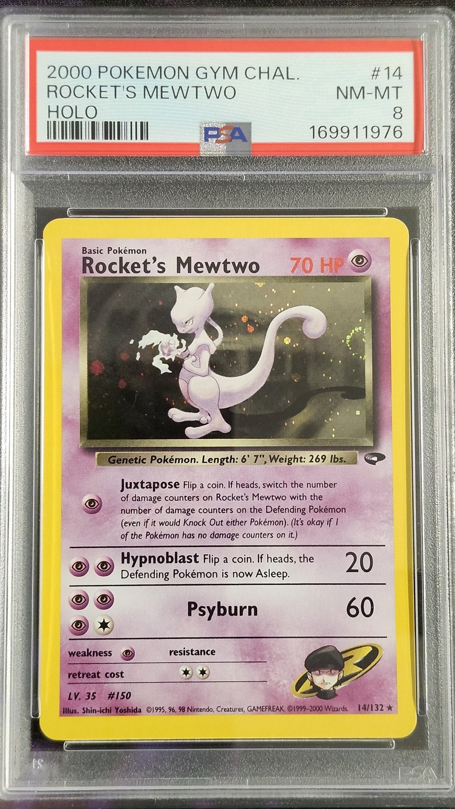 Pokemon PSA 8 Rocket's Mewtwo 14 Gym Challenge