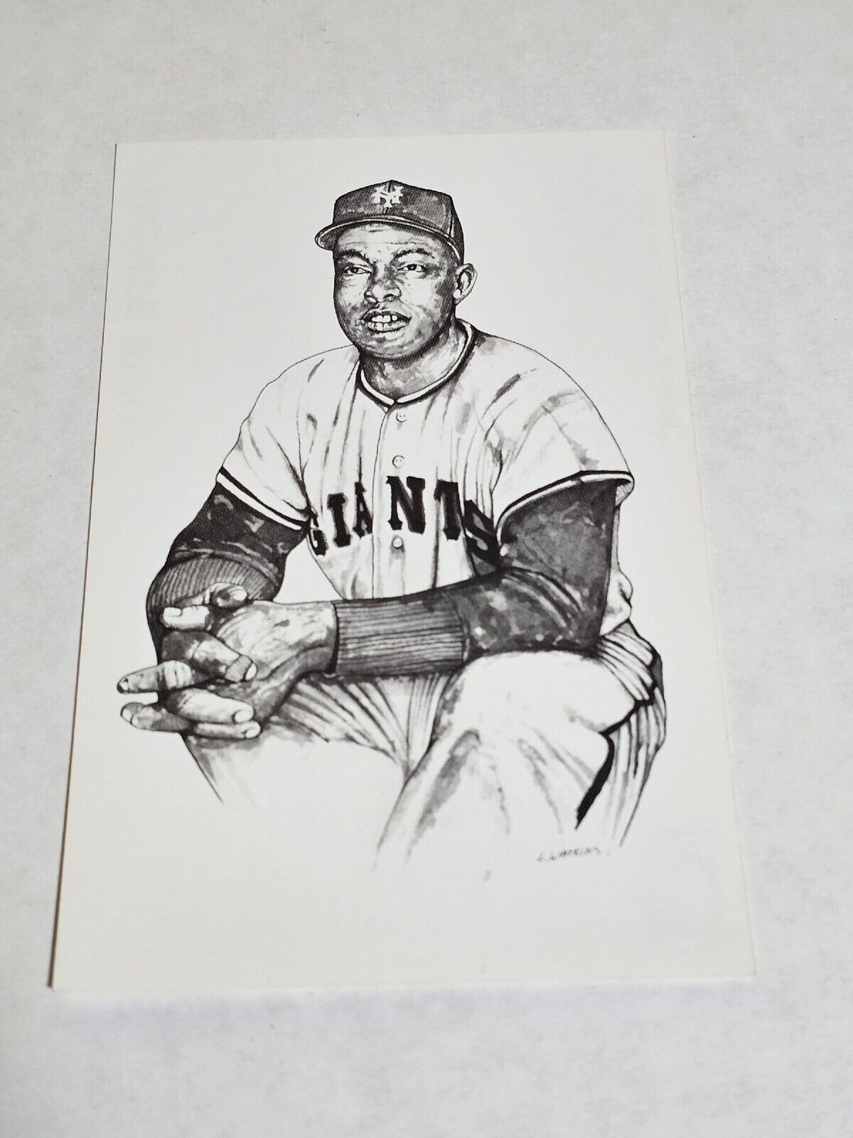 Monte Irvin Giants HOF Postcard Sketch Ted Williams Museum Baseball 1989