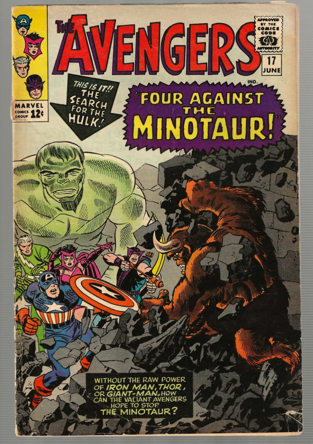 The Avengers early No. 17 (3.0) 6/1965 Marvel 12c Silver-Age Light Green Hulk