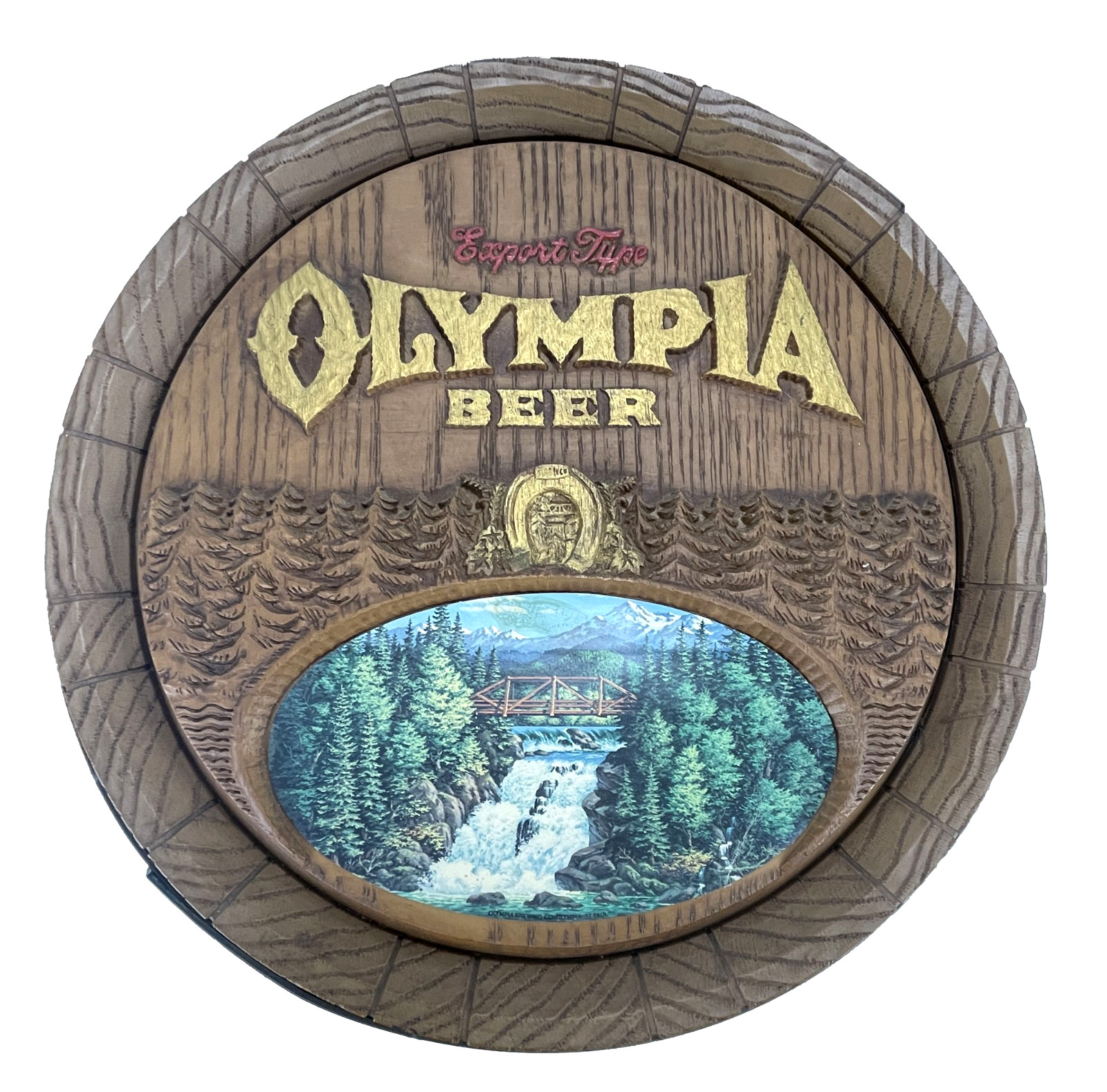 Vintage 80\'s Olympia Beer Barrel Style Plastic Sign Man Cave Decor 19\ Vintage 80\'s Olympia Beer Barrel Style Plastic Sign Man Cave Decor 19\