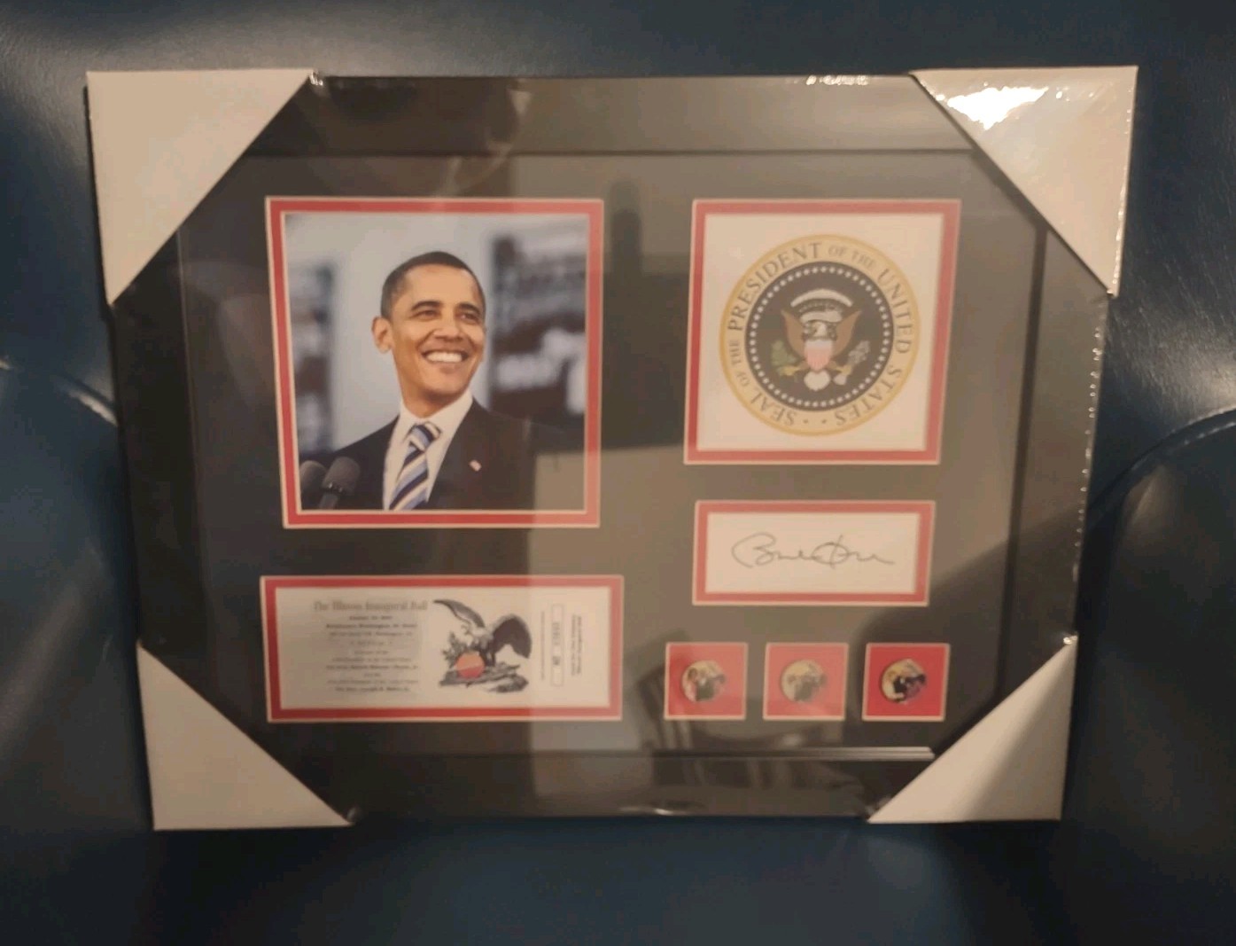 President Barack Obama Signed Frame Display 2009 Illinois Inaugural Ball Ticket