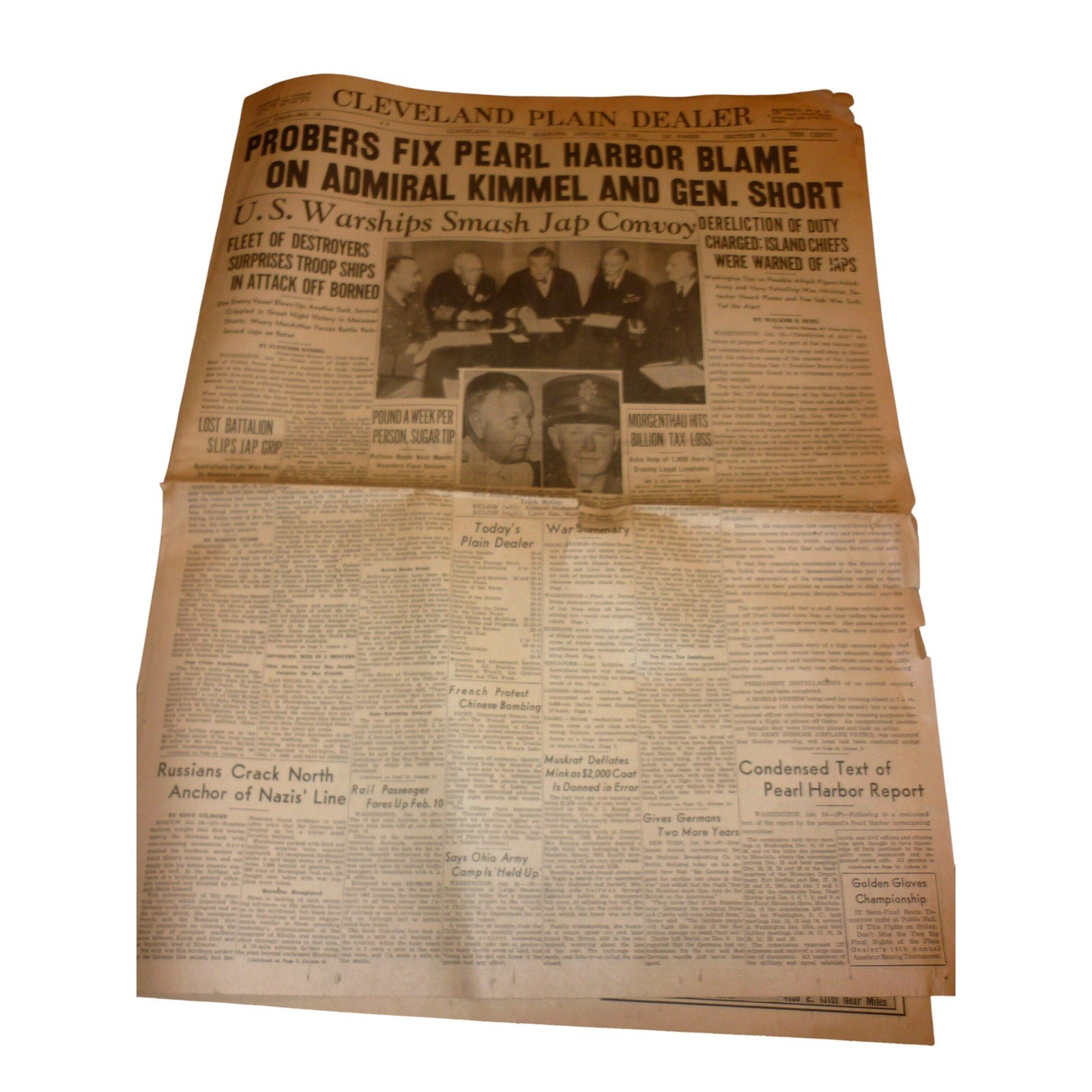 Vintage 1942 Cleveland Plain Dealer Newspaper Pearl Harbor Report WWII History Vintage 1942 Cleveland Plain Dealer Newspaper Pearl Harbor Report WWII History
