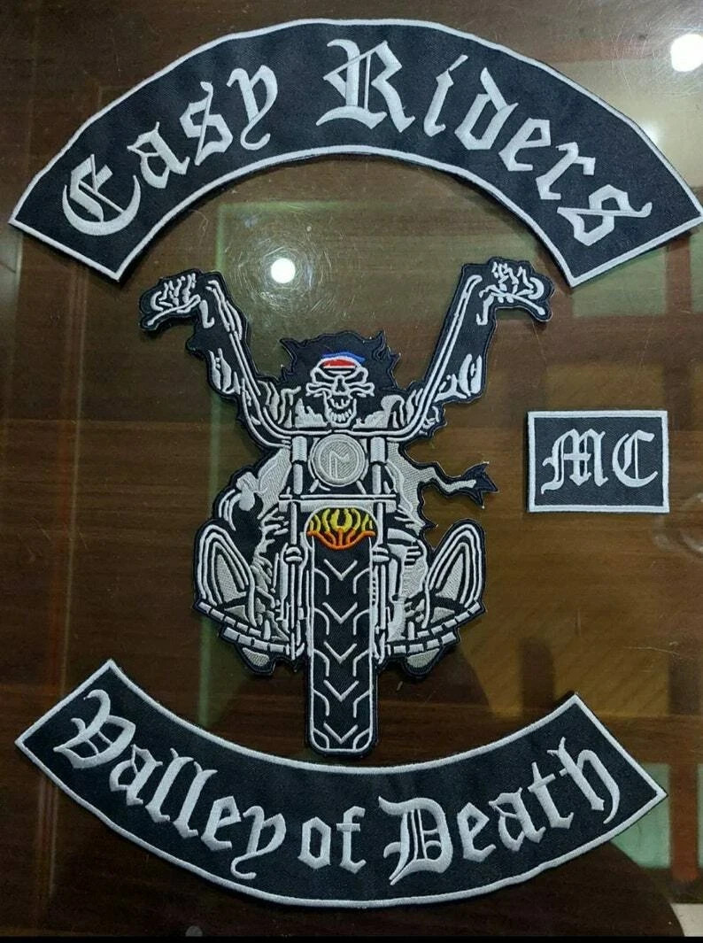 Easy Riders Valley of Death Biker Patch Set - Skull Chopper MC Vest Rockers Easy Riders Valley of Death Biker Patch Set - Skull Chopper MC Vest Rockers