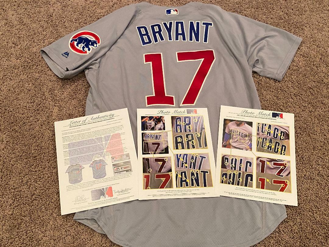 2017 Chicago Cubs Kris Bryant Game Used Baseball Jersey Photo Matched 