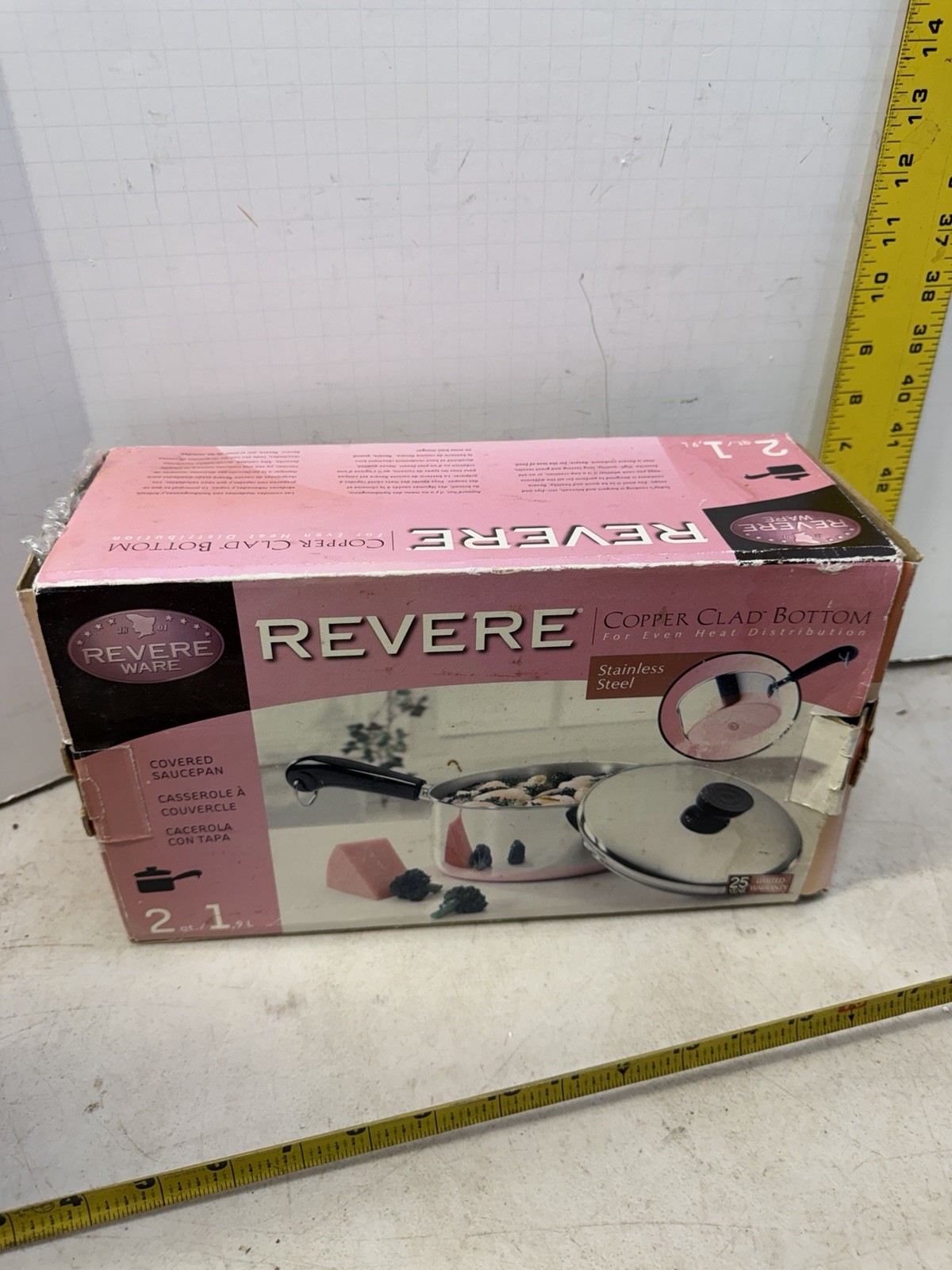 VTG Revere Ware Copper Clad Bottom 2? QT. NEW Opened Box 1999 VTG Revere Ware Copper Clad Bottom 2? QT. NEW Opened Box 1999