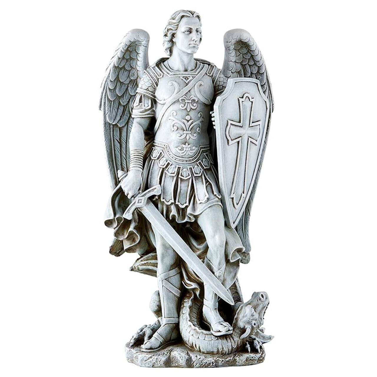 Saint Michael The Warrior Statue 12-1/4\'\' High Catholic Statues Outdoor/Indoor